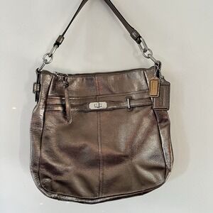 Coach F1173-18211 Metallic Bronze Leather Shoulder Bag Hobo Purse New No Tags